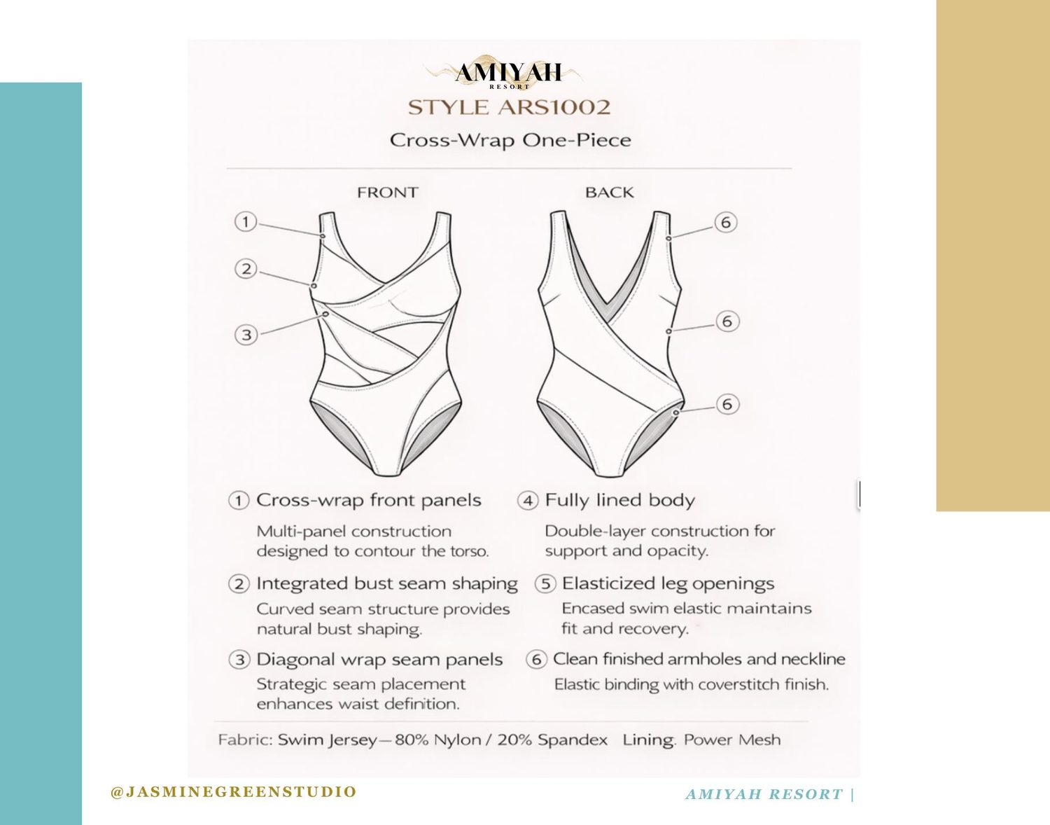 Style ARS0002 &mdash; Cross-Wrap One-Piece, technical flat