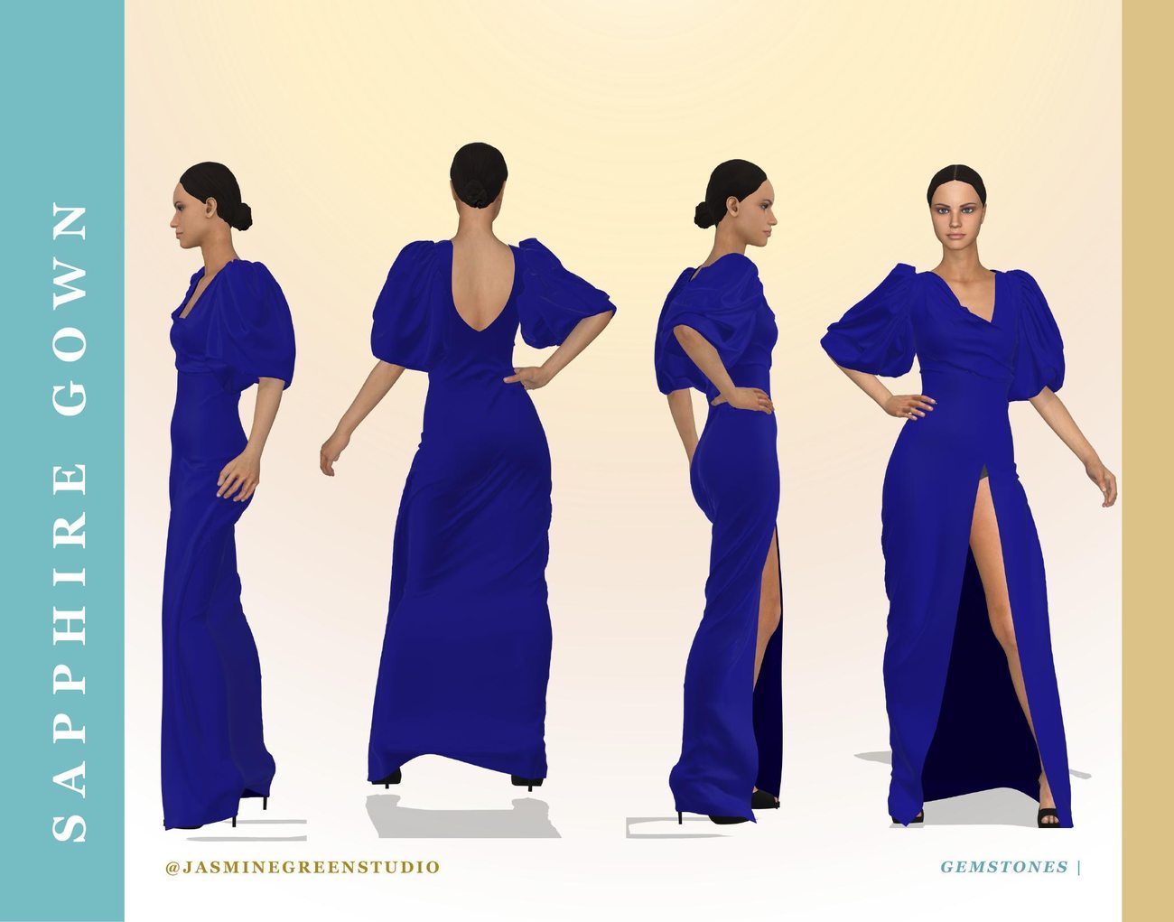 Sapphire Gown &mdash; CLO3D digital render