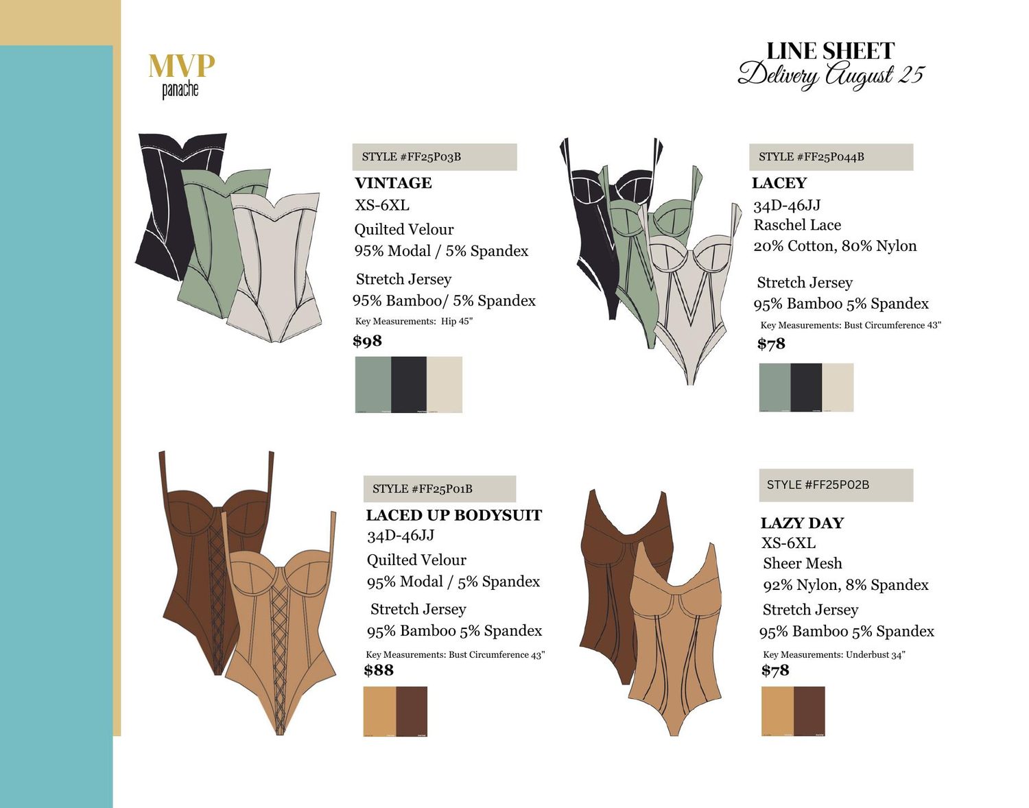Line Sheet &mdash; bodysuits