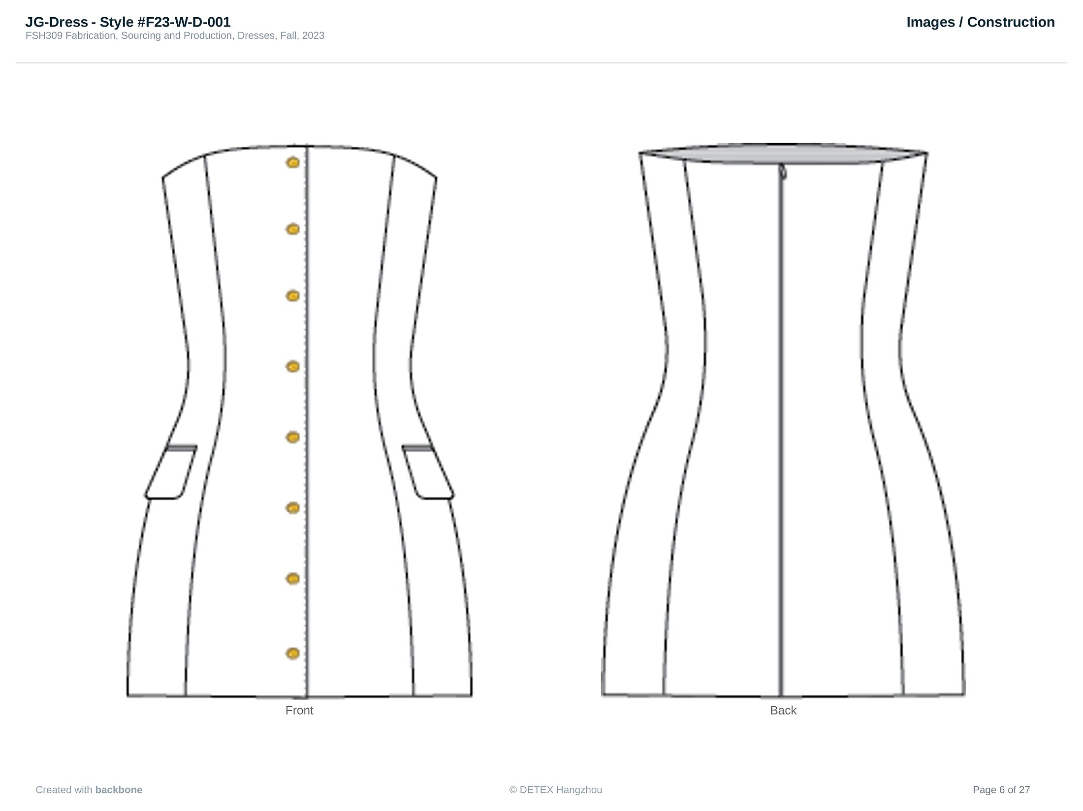 Technical flat, front and back
