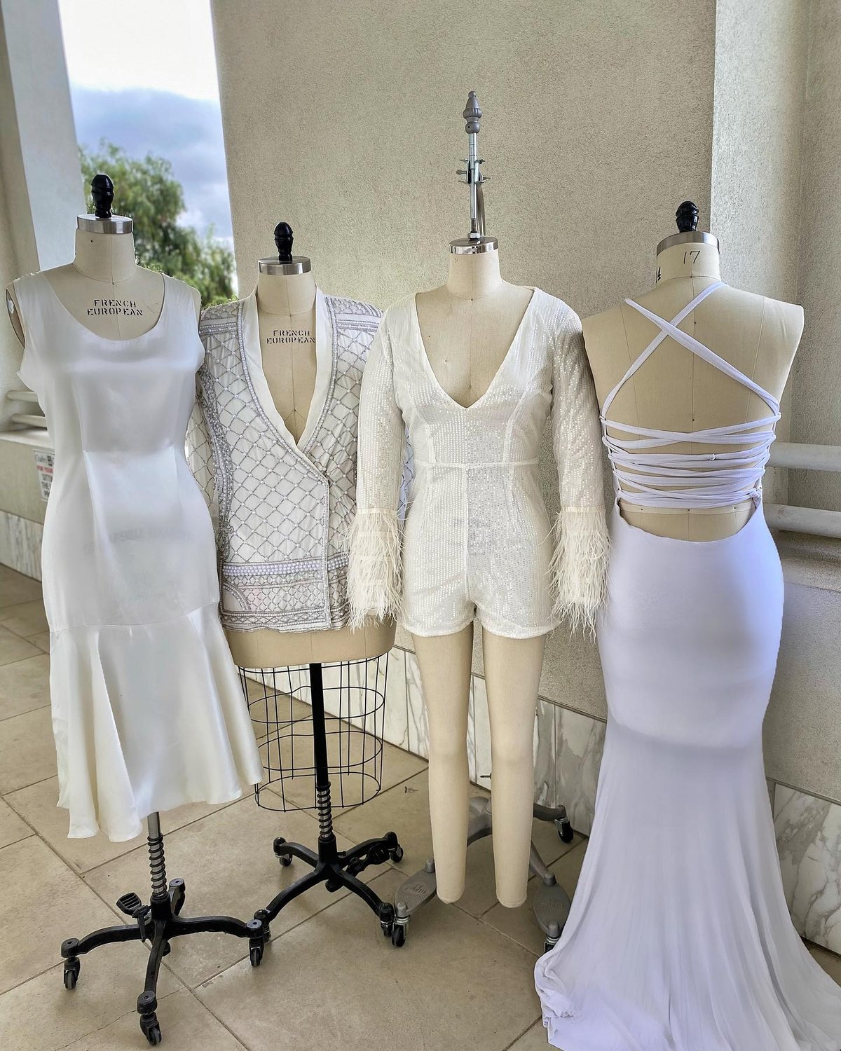 White formalwear, mannequin display