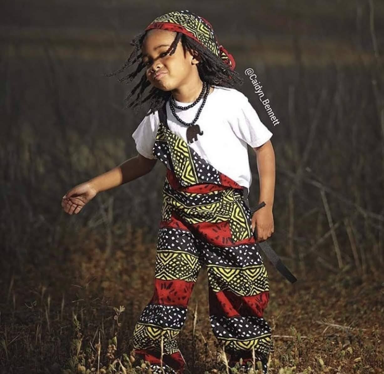 Custom African print overalls and tee set